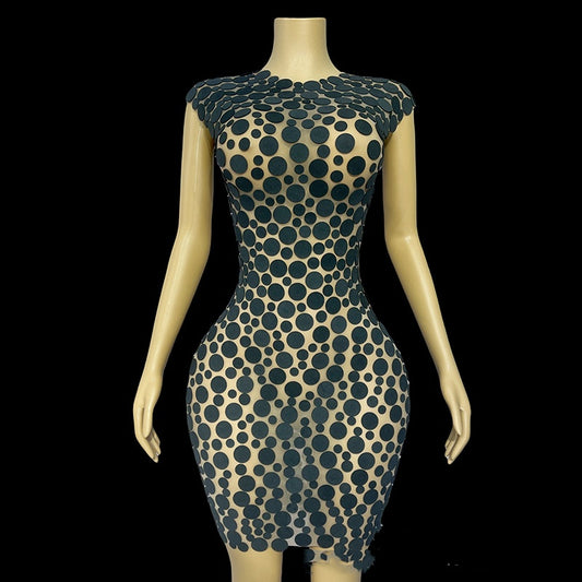 Vestido Corto Elegante Ajustado con Lentejuelas Redondas - Image 2