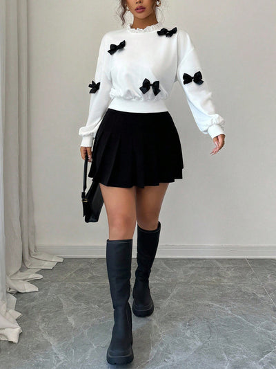 Sudadera Corta para Mujer con Detalle de Moño Elegante - Image 7