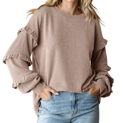 Blusa Elegante con Mangas Linterna y Encaje - Image 4