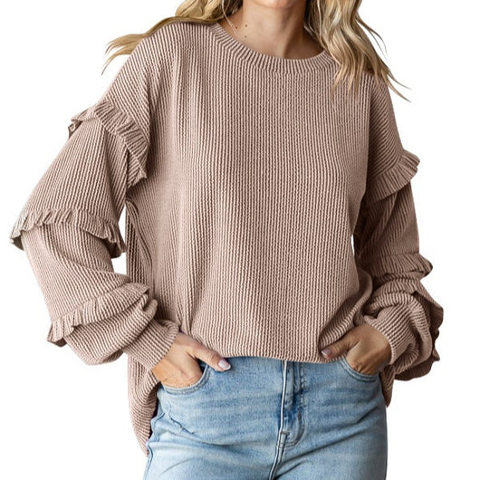Blusa Elegante con Mangas Linterna y Encaje - Image 4