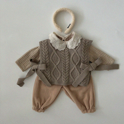 Blusa Infantil de Algodón Grueso con Cuello de Encaje - Image 20