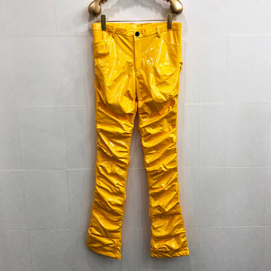 Pantalones de Cuero Plisados Acampanados Mirror Fit para Hombre y Mujer - Image 4