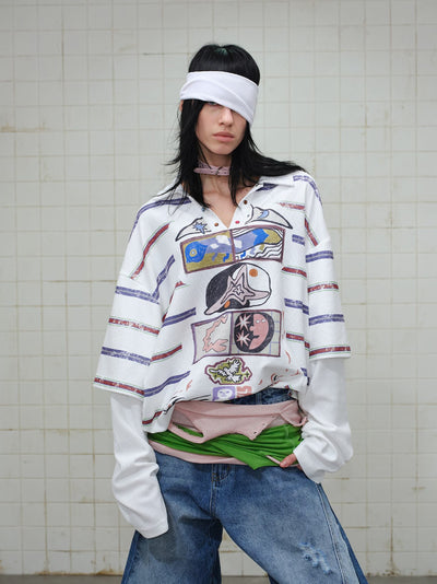Sudadera Estampada a Rayas Falsa Dos Piezas - Look Trendy para Parejas, Hombres y Mujeres - Image 17
