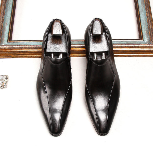 Zapatos de Cuero Charol para Hombre Estilo Británico Punta Afilada