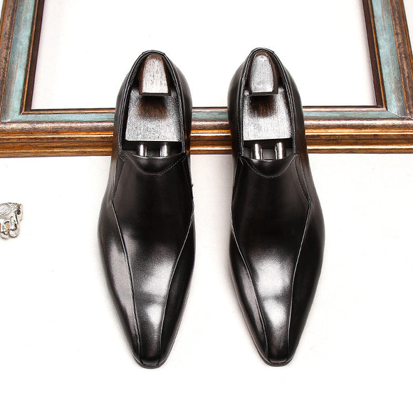 Zapatos de Cuero Charol para Hombre Estilo Británico Punta Afilada