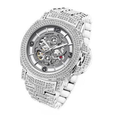 Reloj Mecánico Hombre Diamante Completo Fondo Hueco Luminoso - Image 3