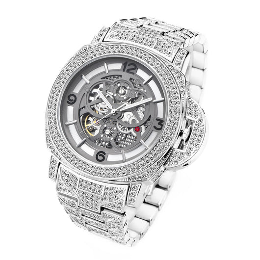 Reloj Mecánico Hombre Diamante Completo Fondo Hueco Luminoso - Image 3