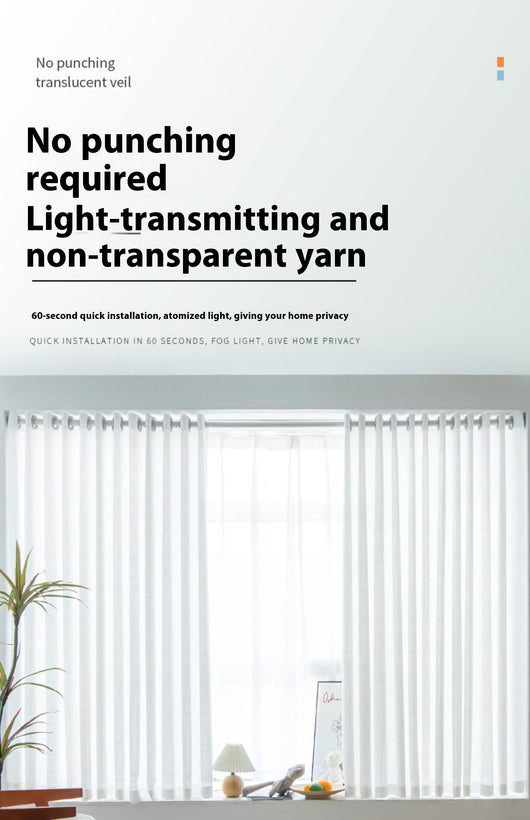 White translucent thickened sunscreen curtain made of hemp yarn with grommet top, hanging in a modern window. - Image 29