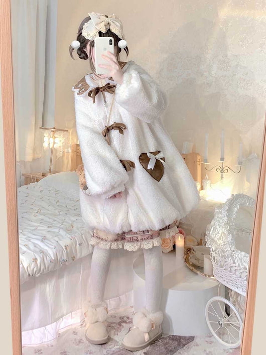 Chaqueta JK Lolita Soft Girl con Oso Floral - Abrigo Invierno Largo - Image 3