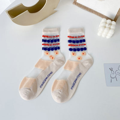 Calcetines de Flores para Mujer en Seda de Vidrio Transpirable - Image 12