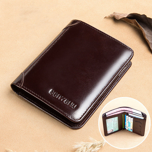 Billetera Vertical Tri-fold de Cuero Mate para Hombre - Image 17