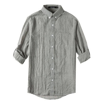 Camisa de Lino y Algodón para Hombre Manga Larga Casual Ligera - Image 4