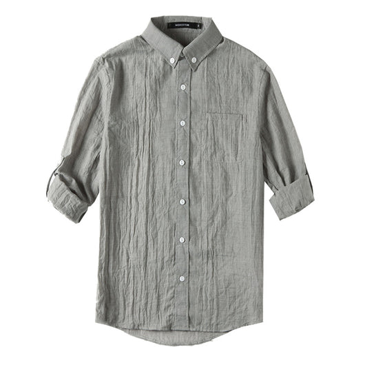 Camisa de Lino y Algodón para Hombre Manga Larga Casual Ligera - Image 4