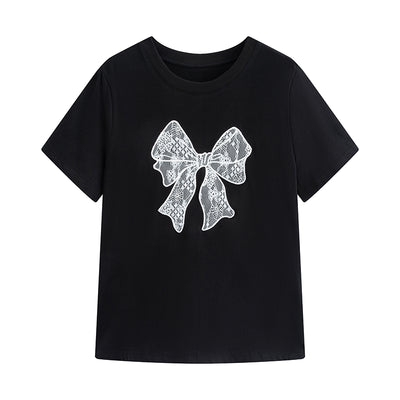 Blusa Corta con Encaje Mariposa - Camiseta Elegante y Versátil - Image 2