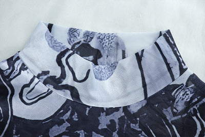 Blusa de Malla Semitransparente Cuello Redondo Manga Larga Ajustada - Image 10