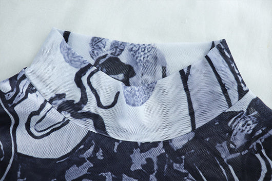 Blusa de Malla Semitransparente Cuello Redondo Manga Larga Ajustada - Image 10