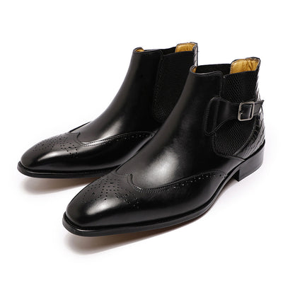 Botas Altas de Cuero para Hombre con Textura Grabada en Relieve - Image 2