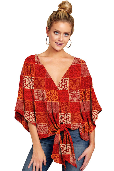 Blusa Leopardo Mujer con Nudo Floral y Mangas Murciélago - Oversize Verano - Image 19