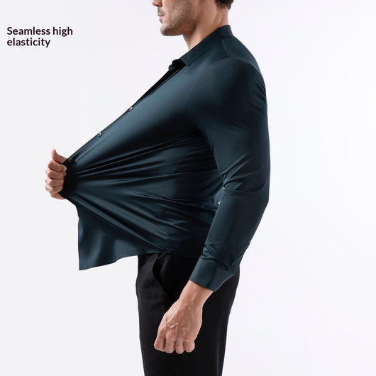 Camisa Manga Larga Sin Costuras Elástica Antiarrugas Efecto Hielo para Hombre - Image 15
