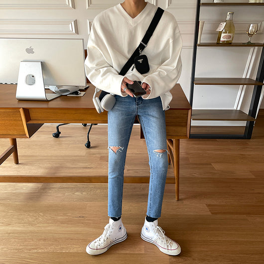 Chaqueta Coreana Trendy con Camisa Interior de Cuello V para Hombre - Image 4