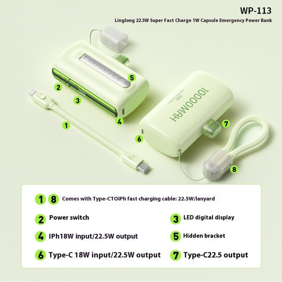 Batería Portátil Mini Cápsula de Alta Capacidad