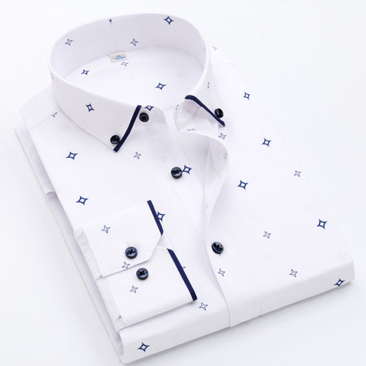 Camisa Casual de Manga Larga con Estampado en Colores Sólidos para Hombre