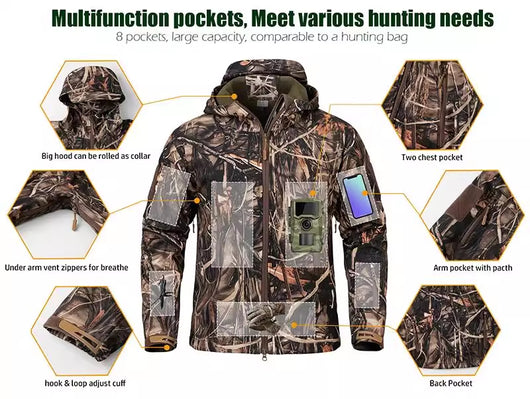 Chaqueta Táctica Impermeable Camuflaje Silencioso para Hombre - Image 7