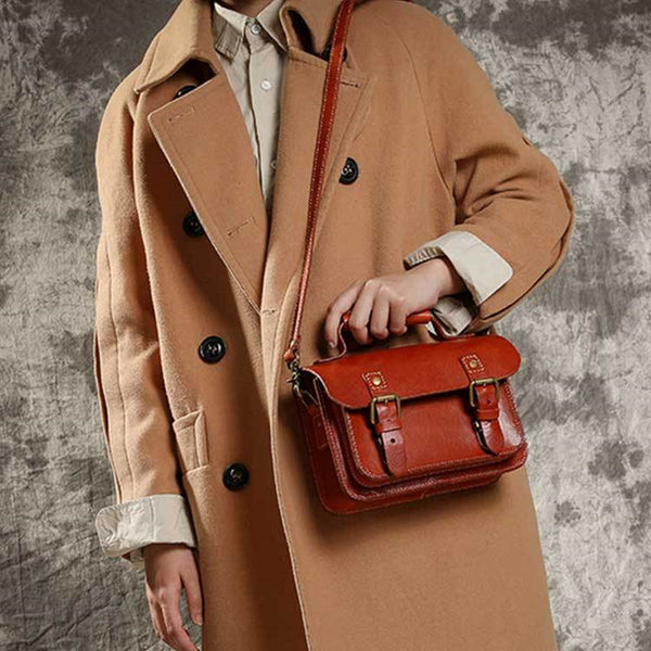 Bolso de Cuero Vintage Artesanal para Mujer - Cuero Vegetal Curtido