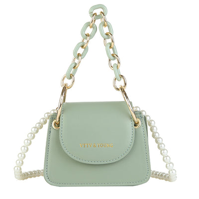 Bolso Bandolera Cuadrado con Cadena de Perlas a un Hombro - Image 4