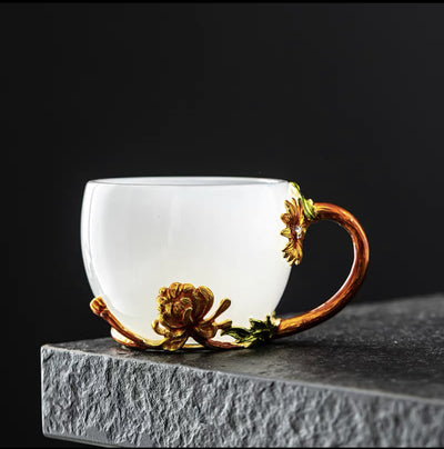 Taza de Té Jade Porcelana Blanca con Esmalte Colorido - Image 8