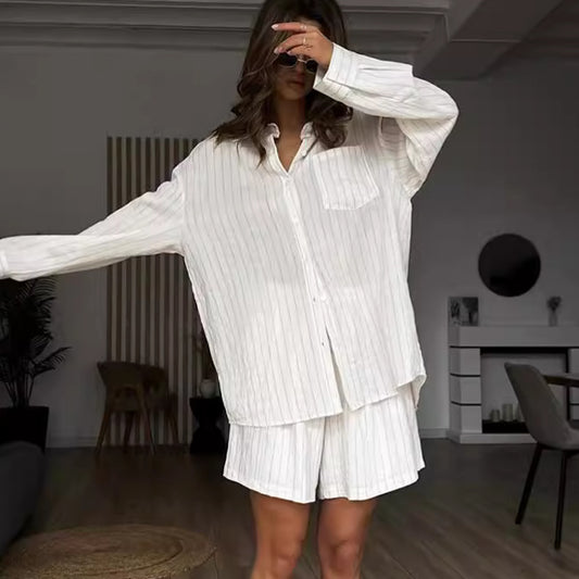 Camisa Manga Larga a Rayas Blancas - Dos Piezas Cómoda - Image 2