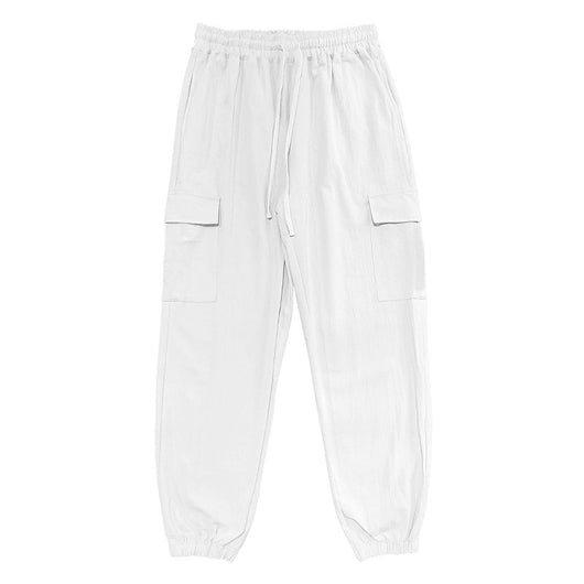Pantalones Casuales de Algodón y Lino con Múltiples Bolsillos y Cordón Ajustable - Image 17