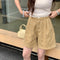 Pantalón Cropped Casual de Talle Alto con Pliegues Reductores
