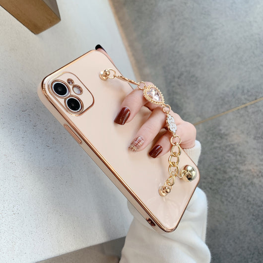 Funda de Teléfono Suave con Pulsera de Camellia Electrochapada - Image 3