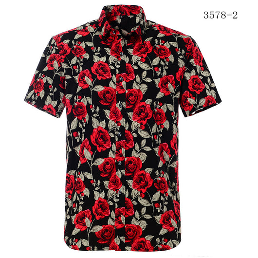 Camisa de manga corta estampada para hombre estilo europeo - Image 7