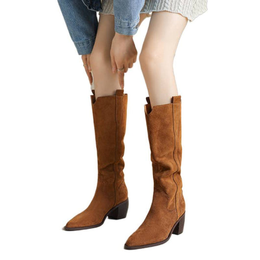 Botas Largas Retro Artesanales de Color Sólido para Otoño-Invierno - Image 5