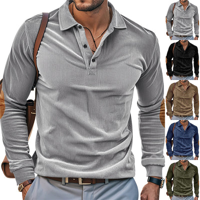 Camiseta Manga Larga de Pana para Hombre - Primavera y Otoño - Image 2