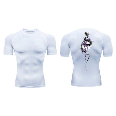 Playera de Compresión Estampado Espada Manga Corta Verano Hombre - Image 11
