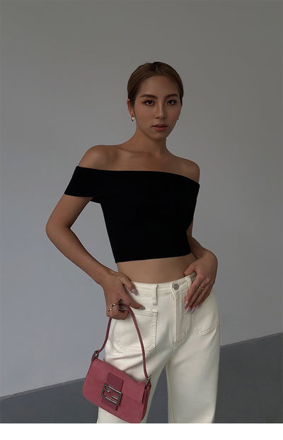 Top Tejido Asimétrico Cropped para Mujer - Image 25