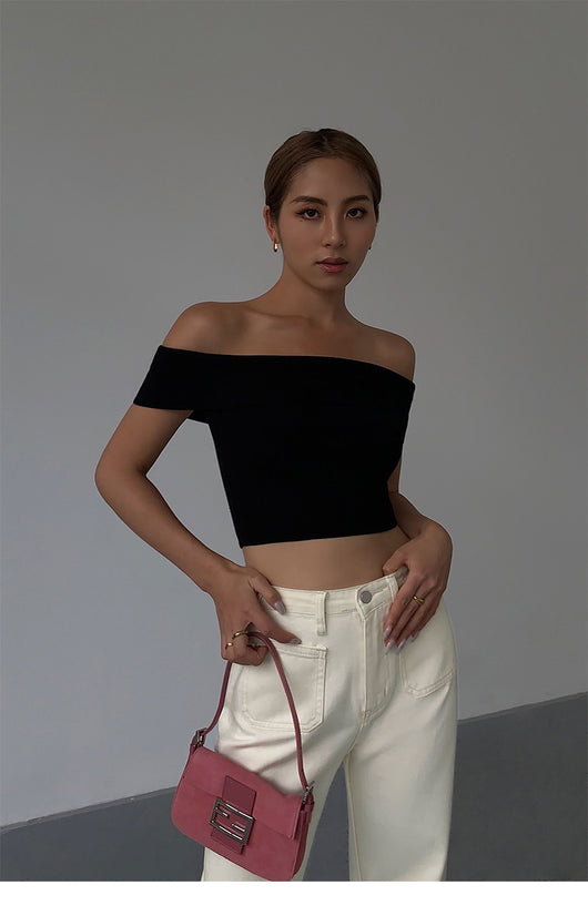 Top Tejido Asimétrico Cropped para Mujer - Image 25