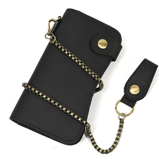 Cartera Larga de Cuero Crazy Horse con Cadena de Seguridad Antirrobo - Image 6