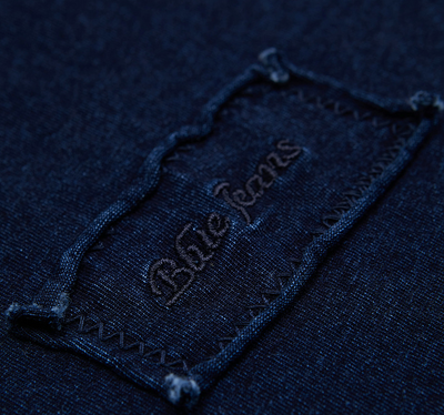 Playera Denim Azul Teñida Manga Larga con Bolsillo Decorativo para Hombre - Image 7