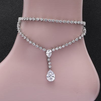 Pulsera de Tobillo Doble Círculo con Circonitas de Agua - Image 3