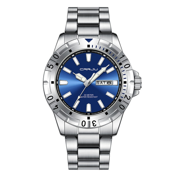 Reloj de Negocios para Hombre con Esfera Grande, Resistente al Agua y Doble Calendario
