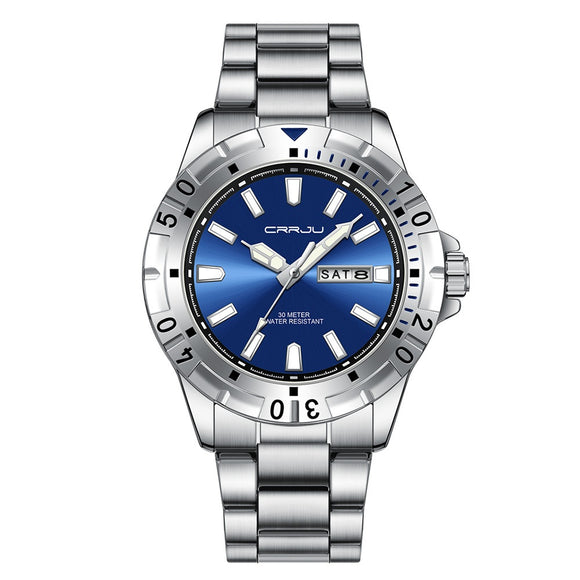 Reloj de Negocios para Hombre con Esfera Grande, Resistente al Agua y Doble Calendario