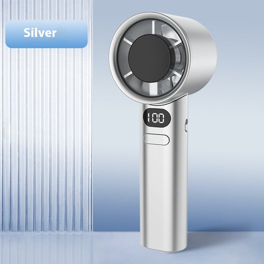 Starry Gray handheld fan with a digital display showing '100' and control buttons, featuring a sleek, modern design. - Image 19