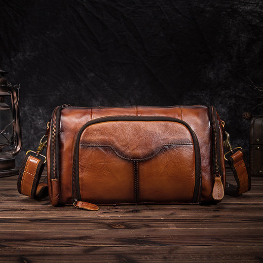 Bolsa Mensajero de Cuero Retro Estilo Almohada - Bandolera de Cuero Genuino - Image 2