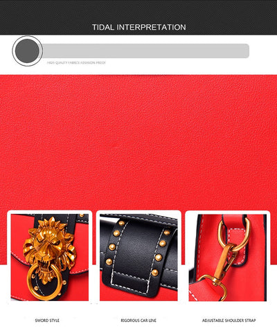 Bolso Bandolera de Moda con Cabeza de León Metálica - Image 17