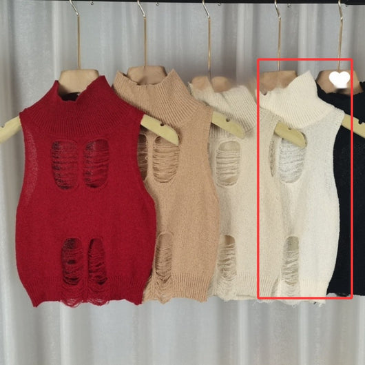 Chaleco Tejido Cuello Alto con Cutouts Adelgazante para Mujer - Image 10