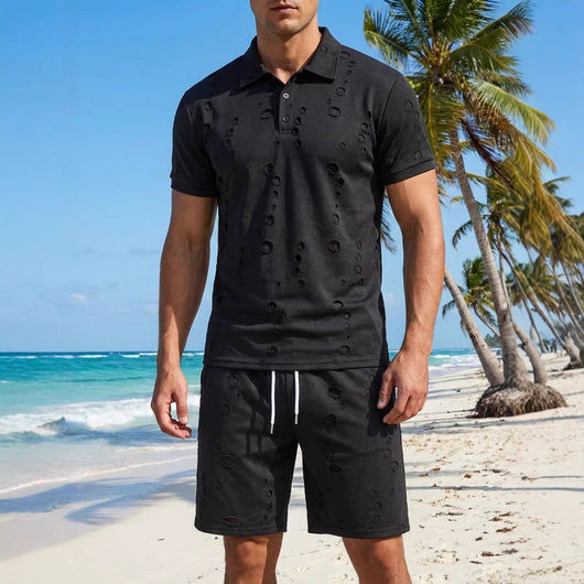 Polo Deportivo Hombre Efecto Desgastado con Botones - Estilo Verano